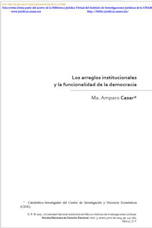 Los arreglos institucionales y la funcionalidad de la democracia, revista mexicana de derecho electoral